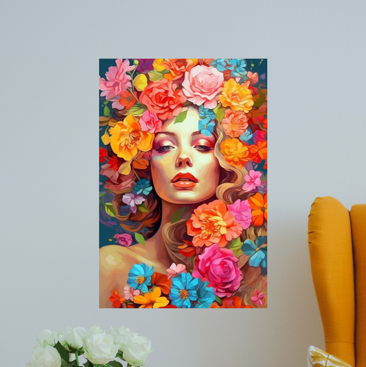 Mujer y flores pastel