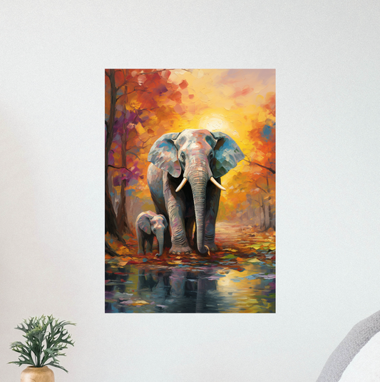 Mama y elefante en acuarela