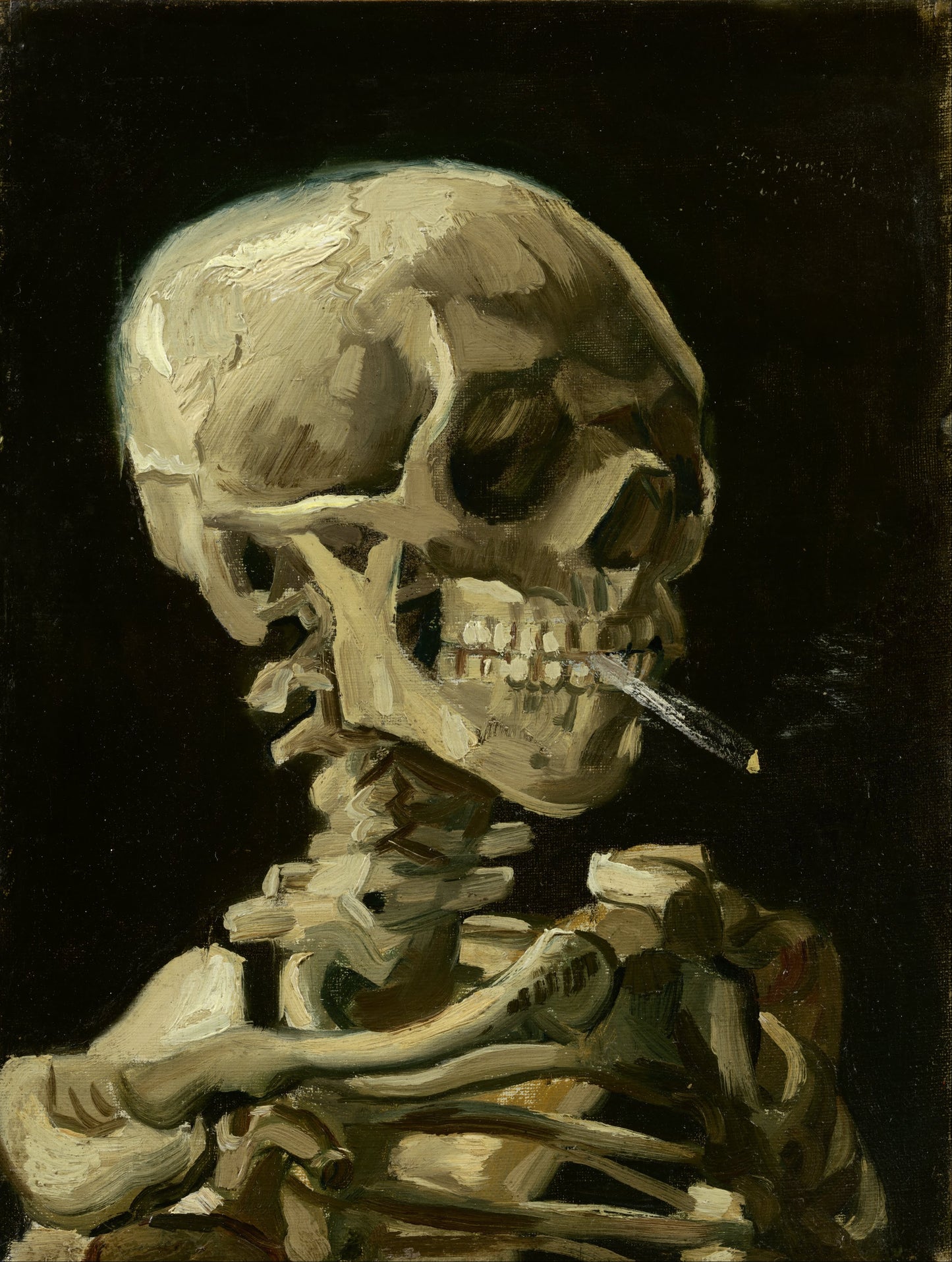 Cabeza de un Esqueleto con un Cigarrillo Encendido - Vincent van Gogh